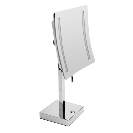 Alfi Brand Polished Chrome Tabletop Sqr 8" 5x Magnifying Cosmetic Mirror W/ Light ABM8FLED-PC